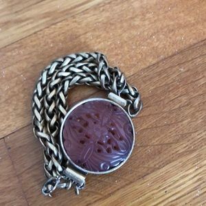 CAbi Carved  Amber bracelet/ pin